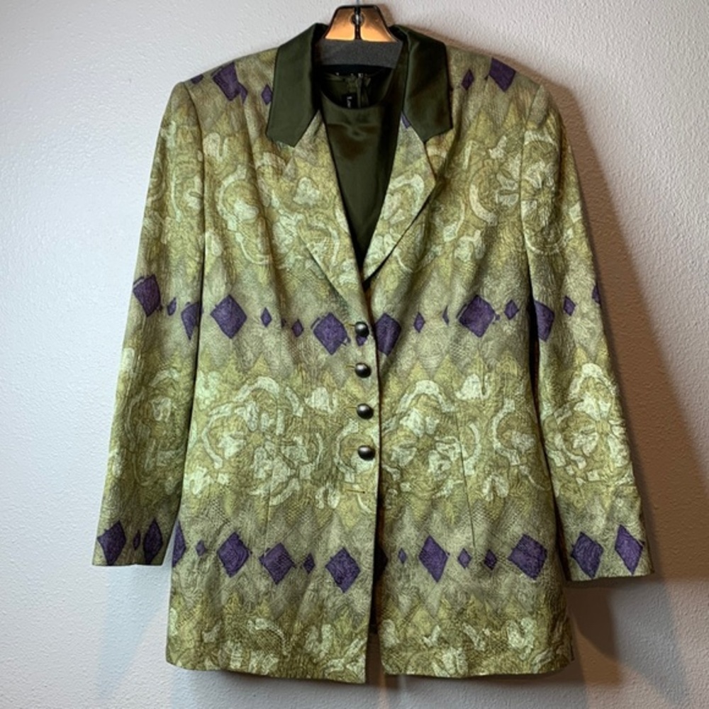 Louis Feraud Green and Purple Blazer & Skirt US 12